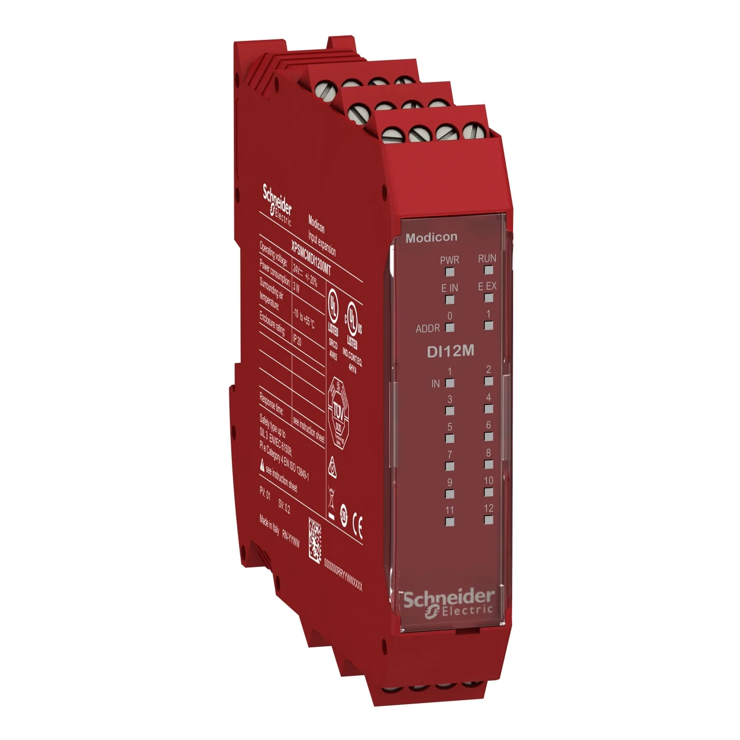 Schneider XPSMCMDI1200MT - XPSMCMDI1200MT - Safety Genişleme Modülü, 12 güvenlik girişi, 24V DC