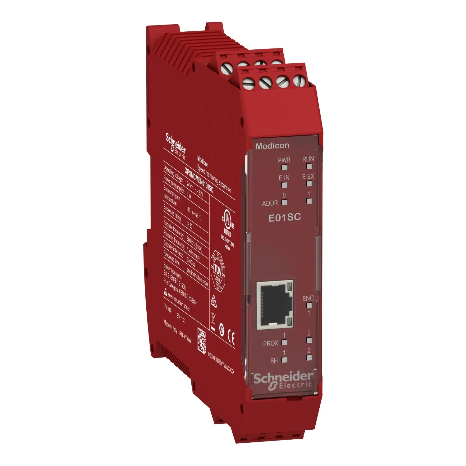 Schneider XPSMCMEN0100SC - Safety Hız İzleme Modülü, 1 Sin/Cos enkoder giriş + 1 veya 2 proximity switch, 1xRJ45