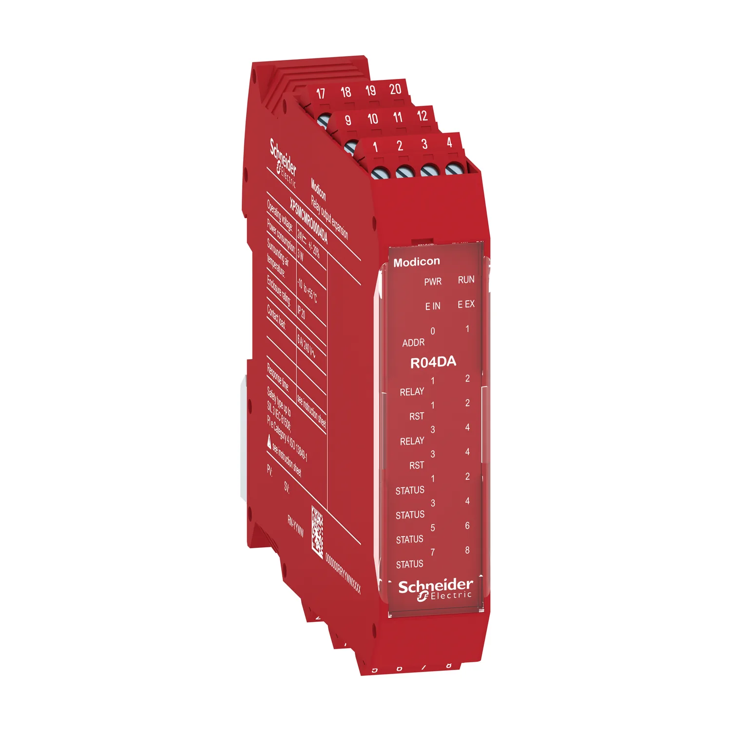 Schneider XPSMCMRO0004DA - Relais-Ausgangserweiterung Modicon XPSMCM, 4 sichere Relais + 8 Statusausgänge, Schraubklemme