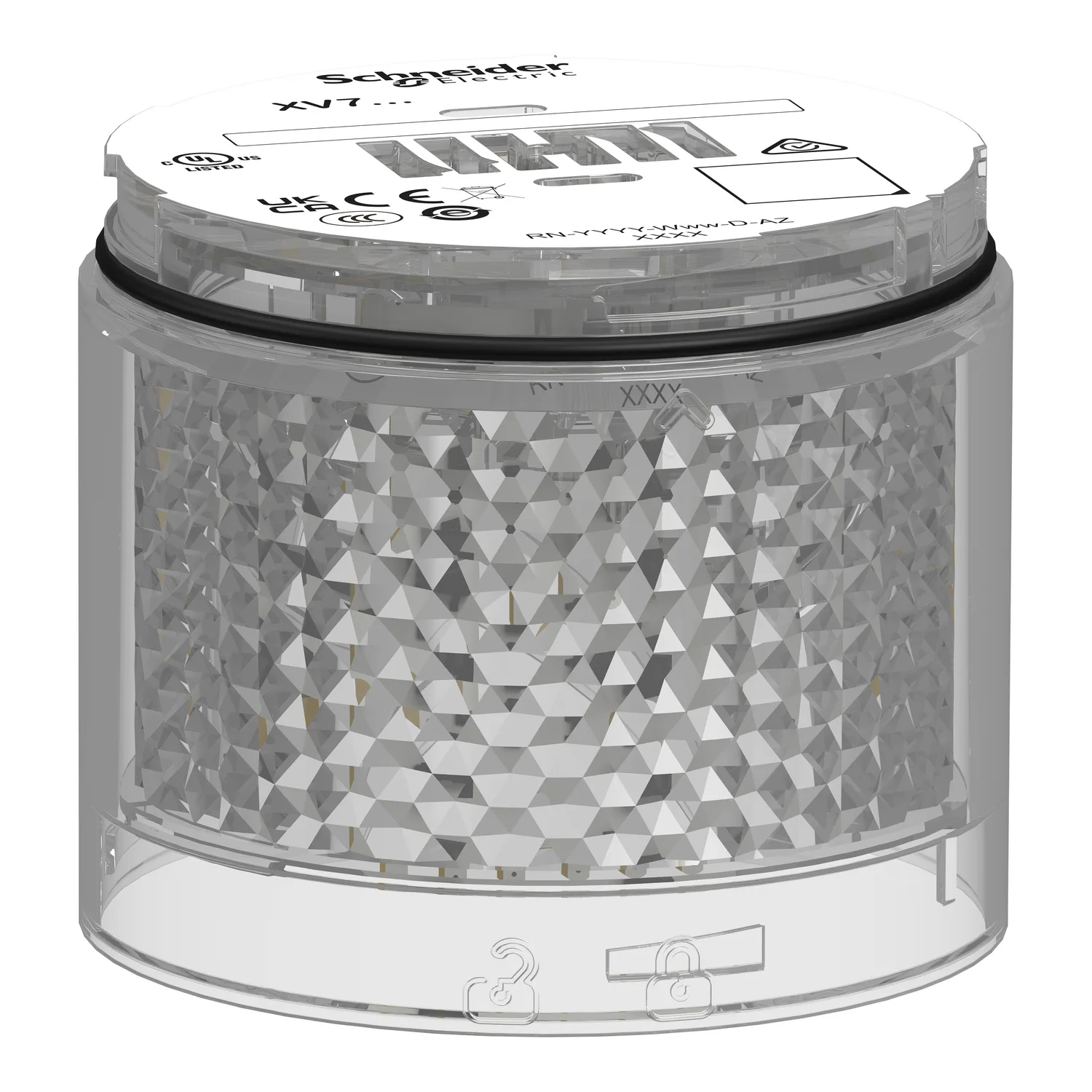 Schneider XVB7CM9 - Leuchtelement, Harmony XVB7, modular, 70mm, Multicolor-LED, 24V ACDC, 8 Farben, 4 Lichtmuster, Dip-Schalter
