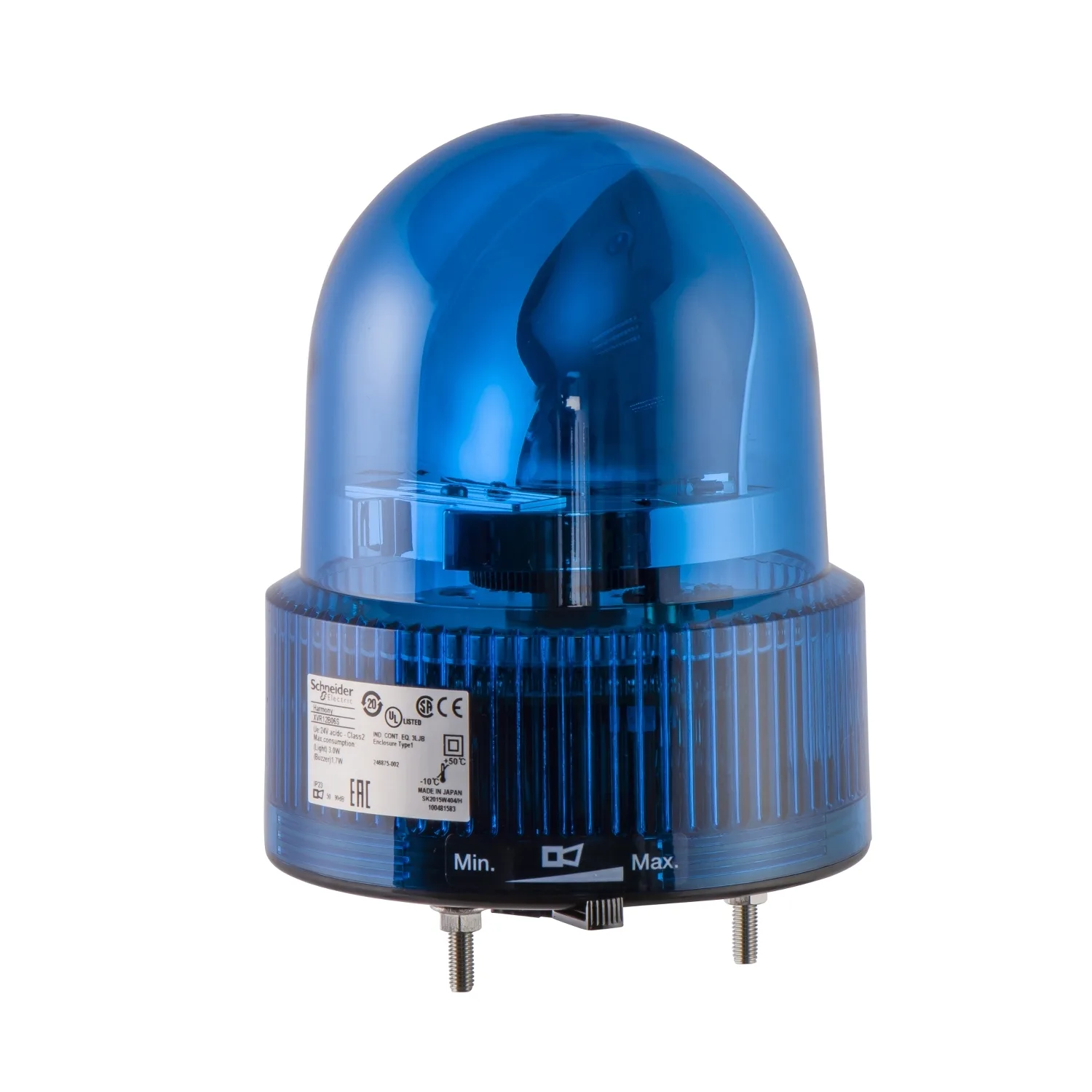 Schneider XVR12B06 - Önceden kablolanmış döner aynalı ikaz lambası, Harmony XVR, 120 mm, mavi, buzersiz, 24 V AC DC