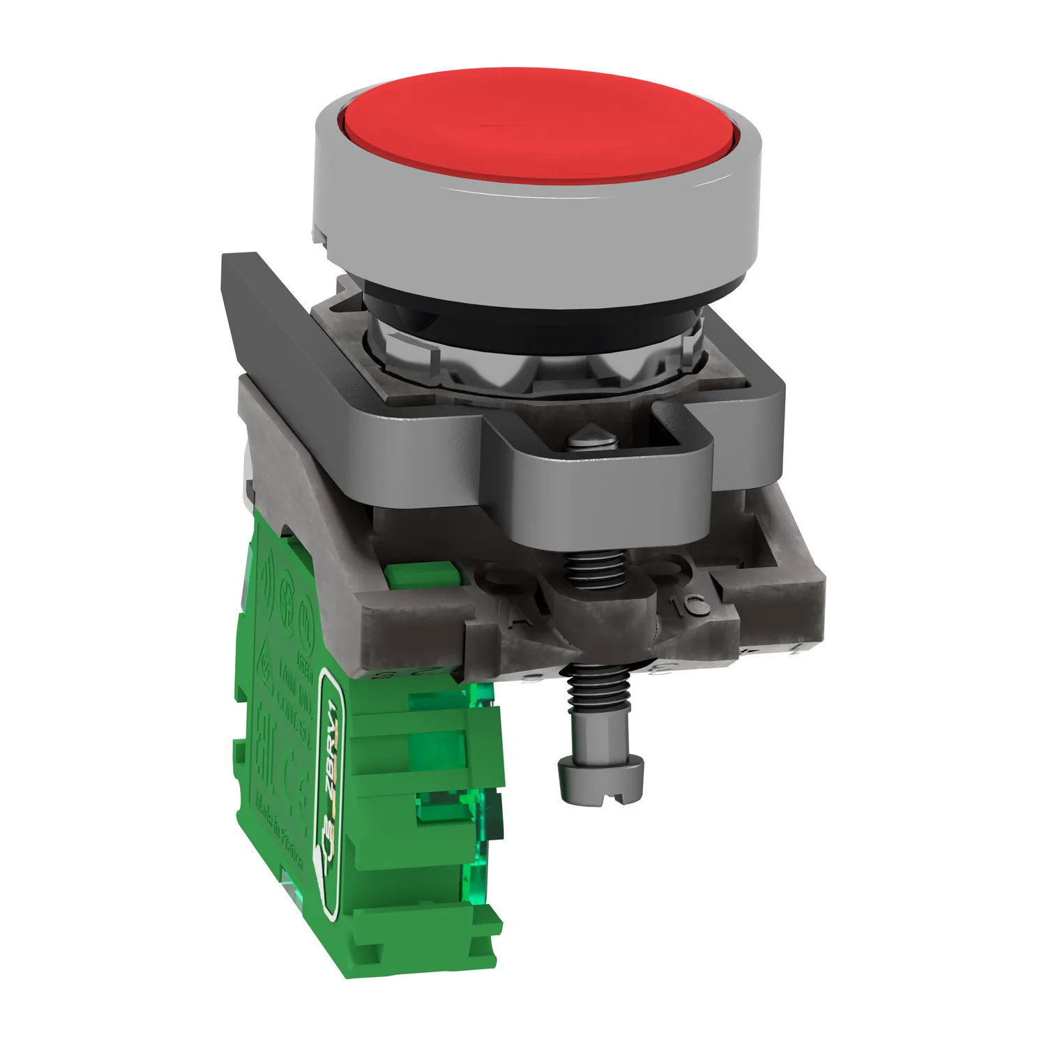 Schalter: Druck; 22mm; Stab.Pos: 1; rot; Fehlen; IP66; flach; Pos: 2 - 4