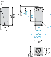 Limit switch XCKD, plastic, plastic roller lever, 1NC+1NO, snap action, M16 cable entry - 3