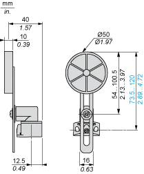 Limit switch XCKD, plastic, plastic roller lever, 1NC+1NO, snap action, Ø50 mm roller, M16 cable entry - 2