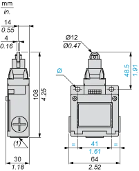 XCKM sınır şalteri, çelik makaralı piston, 1NC+1NO, ani hareketli, Pg11 kablo girişi - 2