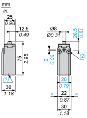 Sınır şalteri XCKN, metal, metal uç piston, 1NC+1NO, ani hareketli, M20 kablo girişi - 2