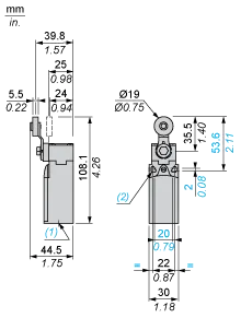 Limit switch XCKN, plastic, thermoplastic roller lever, 1NC+1NO, snap action, M20 cable entry - 2