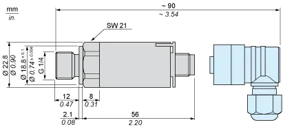Drucksensor, XMLG, Druckbereich 1 bis 0 bar, Ausgang 4-20 mA, G1/4A Außengewinde, 24 V - 2