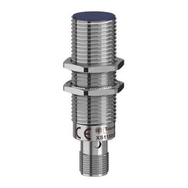 Telemecanique Sensors XS118BLPBM12 - Endüktif sensör, XS1, M18, pirinç, Sn 5 mm, PNP, NK, M12 konnektör, L 64 mm, 12...24 V DC, düz, 3 telli