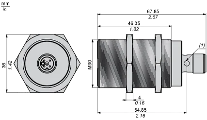 Endüktif sensör, XS1, M30, pirinç, Sn 10 mm, PNP, NA, M12 konnektör, L 68 mm, 12...24 V DC, düz, 3 telli - 2