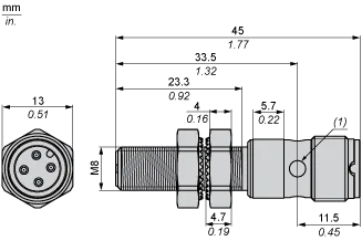 Endüktif sensör, XS6, M8, paslanmaz çelik, Sn 2.5 mm, NPN, NO, M12 konnektör, L62 mm, 12...48 VDC - 2