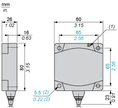 Induktiver Sensor, XS7, 80x80x26 mm, PBT, Sn 40 mm, PNP, NO, Kabel 2 m, Form D flach, 12...24 VDC - 2