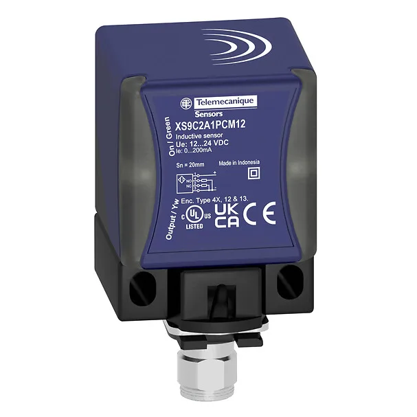 Telemecanique Sensors XS9C2A1PCM12 - XS9C2A1PCM12 - INDUCTIVE SENSOR CUBIQ 40x40x70 12 24V D