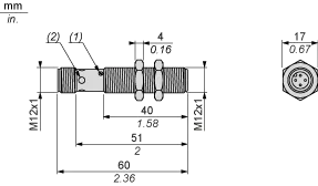 Capacitive sensor, XT, M12, stainless steel, Sn 2 mm, PNP, NO+NC, 12...24 VDC, flush, 4 wires - 2