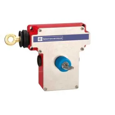 Telemecanique Sensors XY2CE2A450 - Kilitlemeli acil durdurma çekme ipli şalter XY2CE, sol taraf, 1NC+1NO, anahtarlı serbest bırakma butonu, kablo 50 m