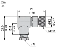 Steckverbinder XZ, gewinkelt, Buchse, M8, 4-polig, M9.5 x 1 Kabelverschraubung, Metall - 2