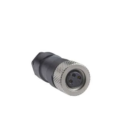Telemecanique Sensors XZCC8FDM30S - Konektör XZ, düz dişi, M8, 3-pin, M9.5 x 1 kablo rakoru, metal