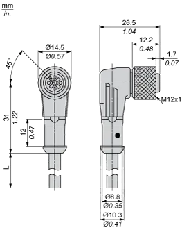 Connecteur précâblé XZ, femelle coudé, M12, 4 broches, câble PUR, 2 m - 2