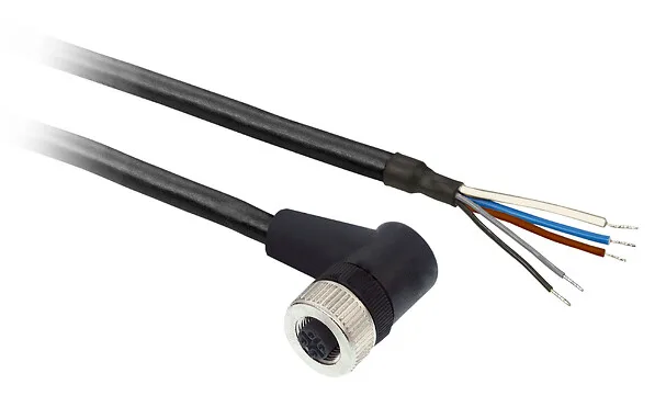 Telemecanique Sensors XZCP12V12L5 - PRE WIRED CONNECT PUR 5W M12 FEMALE ELB