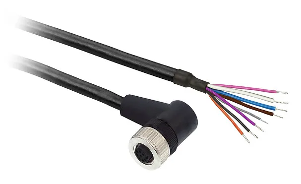 Telemecanique Sensors XZCP53P12L5 - XZCP53P12L5 - PREWIRED M12 FEMALE 8PINS 5M PUR 90D
