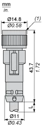 Connecteur précâblé XZ, femelle droit, 1/2"20 UNF, 3 broches, câble PVC, 2 m - 2